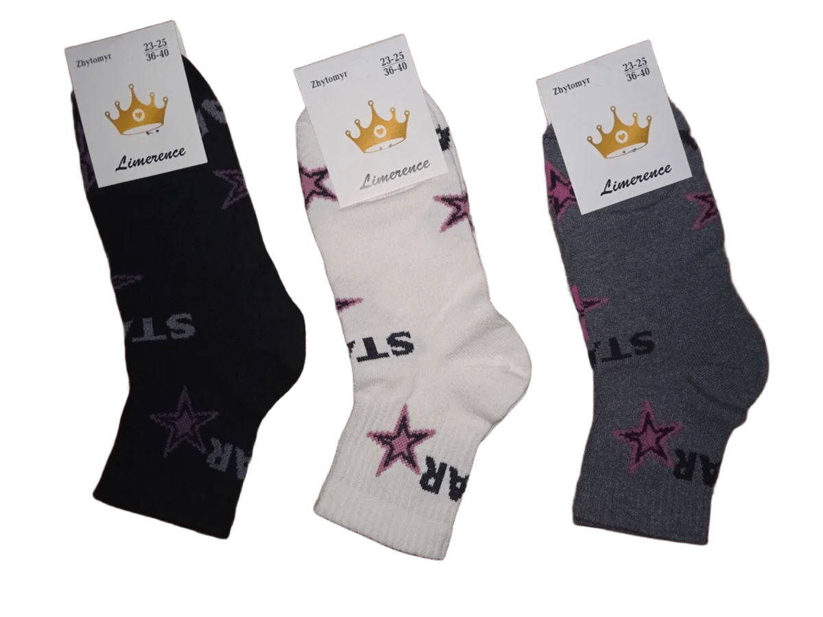 Жіночо-підліткові шкарпетки "Корона" Україна середні з тенісною резинкою (12 пар в 1 уп.)