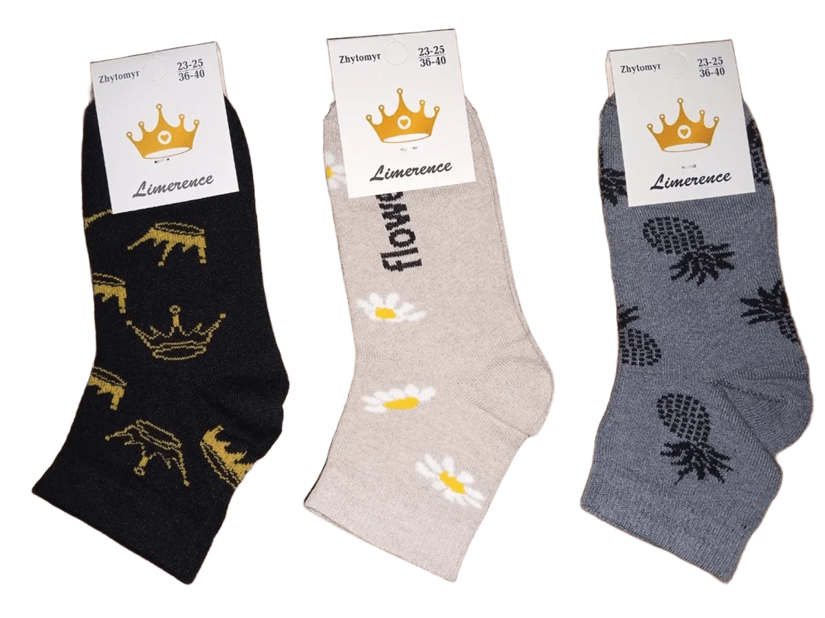 Шкарпетки жіночо-підліткові середні "Корона" Україна (12 пар в 1 уп.)